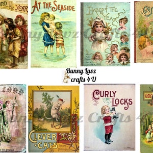 Children&#39;s Book Cover Ephemera Antique/Vintage Junk Journal Paper Craft Collage Decoupage Digital Art Old Book Cover