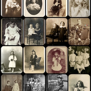Beautiful Vintage Children, 19th-Century Children Photos, Vintage Photos, ephemera, Junk Journals, Boho, journaling cards,