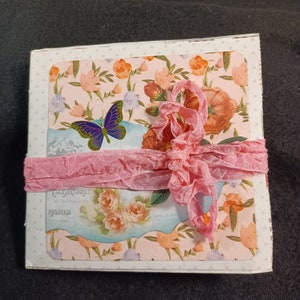 Floral Themed Junk Journal, Paper-Bag Style, Small Handmade Writing Journal, Unique Gift Journal