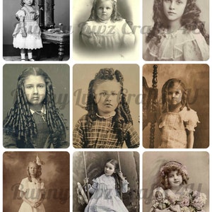 Junk-Zeitschriften, Ephemera, Vintage, Vintage-Foto, Vintage-Mädchen, Mädchen mit Locken, Sepia Foto, antike Fotos,