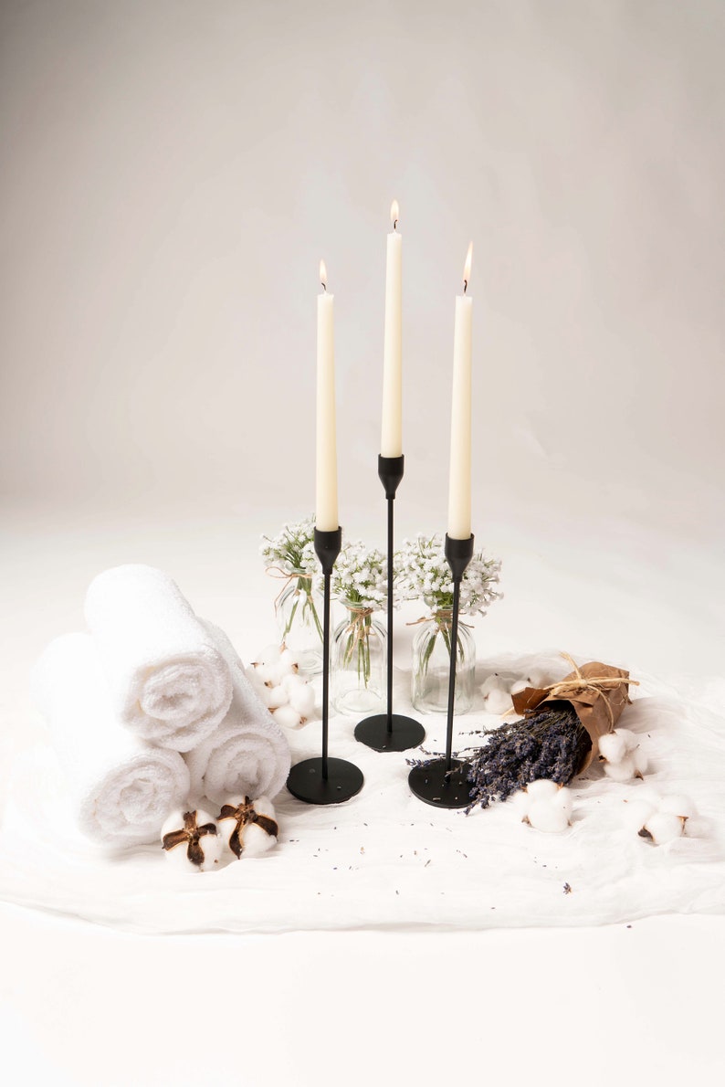 Candlestick Holders Matte Black Set of 3 Etsy