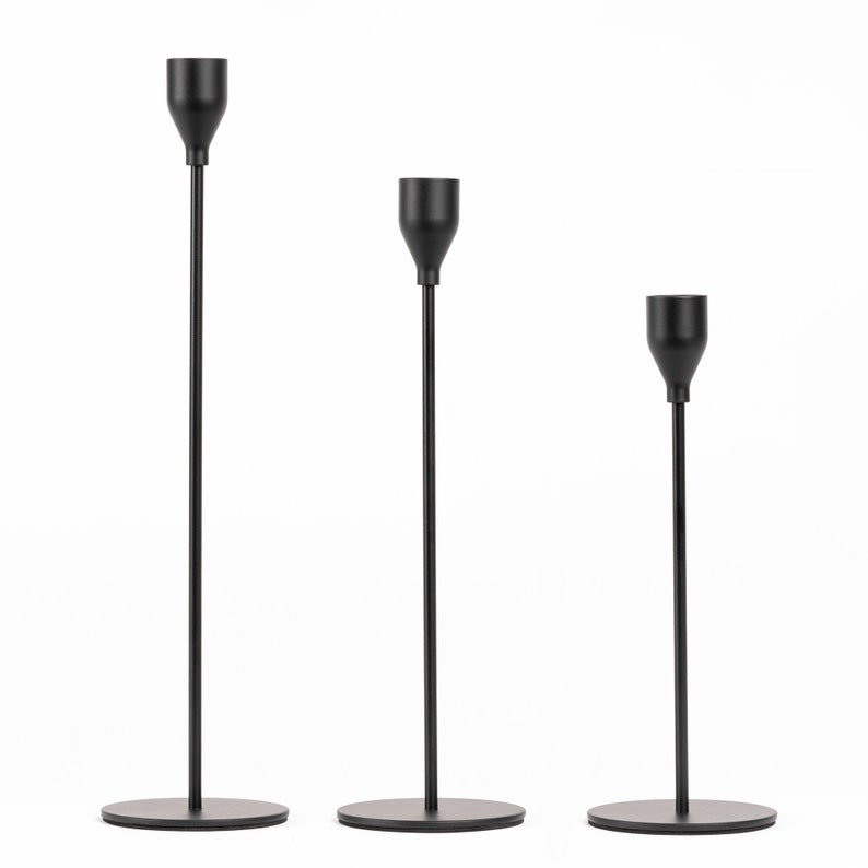 Candlestick Holders Matte Black Set of 3 Etsy