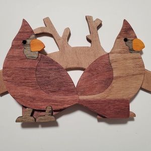 Cardinal bird wooden layered art sculpture