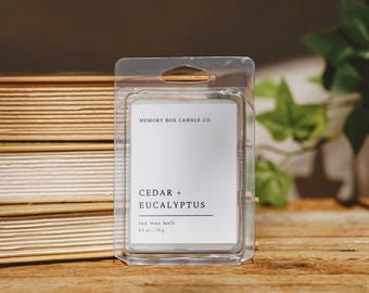Cedar + Eucalyptus Wax Melt Beachy Scented Soy Wax Gift | Minimalistic Homemakers Homebodies Warm Cozy Nostalgic Gift