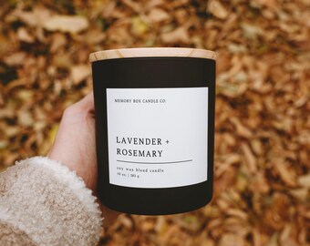 Lavender + Rosemary 10 oz. Candle Scented Soy Candle | Minimalistic Homemakers Homebodies Warm Cozy Nostalgic Gift