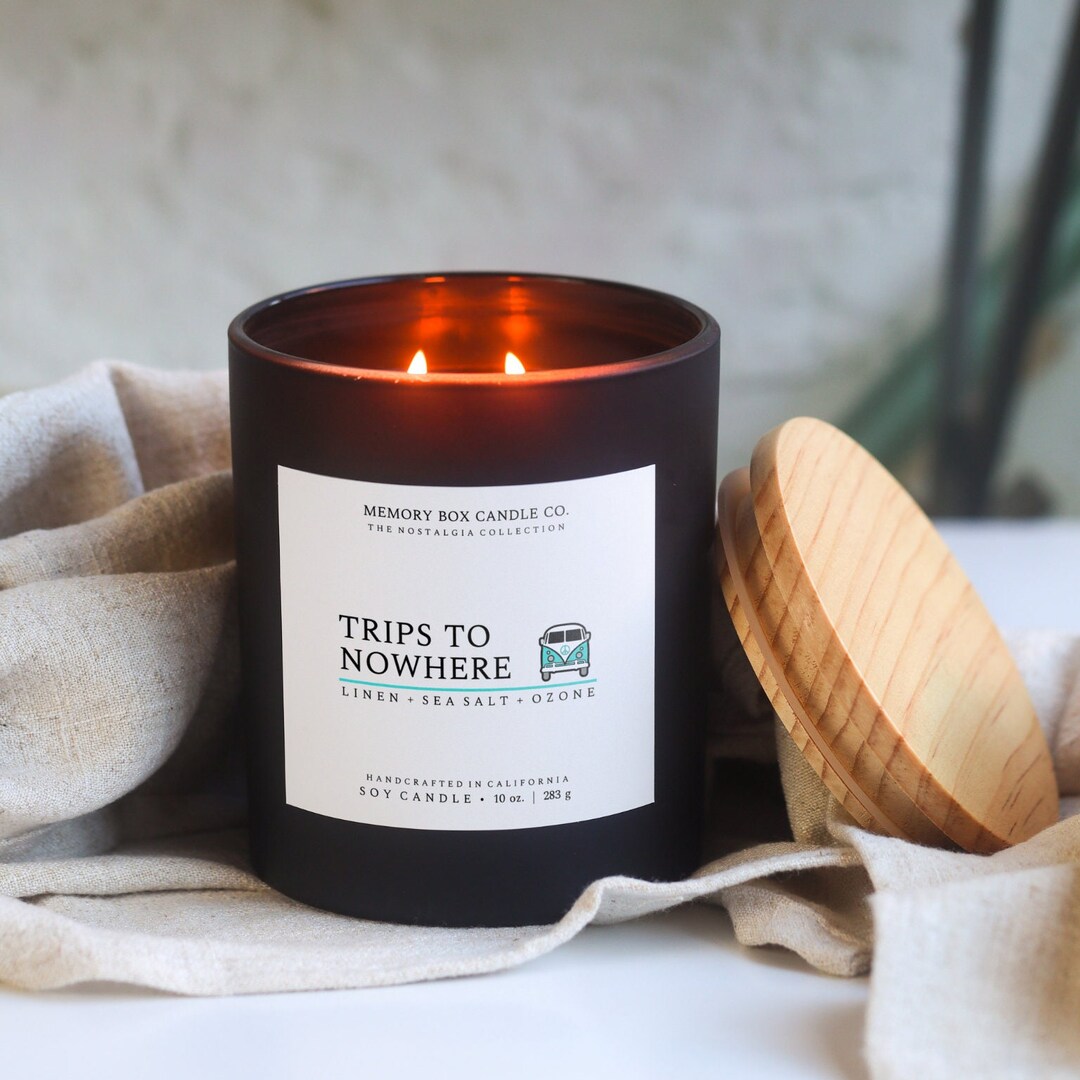 Trips to Nowhere Handmade Scented Minimalist Soy Candle, Strong Scent