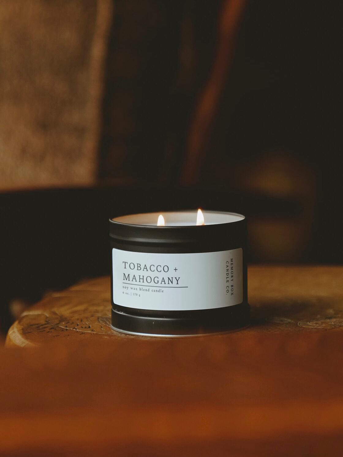 tobacco mahogany candle Tobacco + Mahogany 6 oz. Candle Scented Soy Candle
