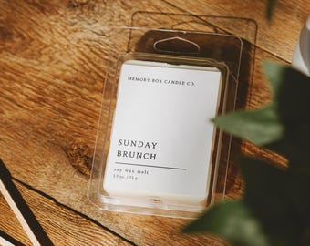Sunday Brunch Wax Melt Mimosa Orange Scented Soy Wax Gift | Minimalistic Homemakers Homebodies Warm Cozy Nostalgic Gift