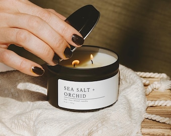 Sea Salt Orchid Candle | 6 oz Scented Soy Candle, Floral Woody