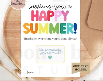 Teacher Thank You Gift Card Printable Appreciation Week Teacher Gift Card Holder, End Of School Year Gift Card For Teachers Appreciation