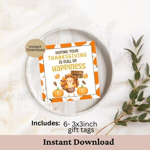 Happy Thanksgiving Tag | Printable Fall Gift Tag | Pumpkin Thanksgiving Tag | So Very Thankful For You! | Instant Download PDF