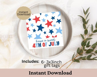 4th of July favor tag Hope your 4th of July blast Stars Fireworks Tag Independence day Thank you Tag Label not Editable Printable Download