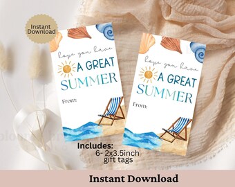 Teacher Appreciation Gift Tags Sunshine Thank You Tag Schools Out Summer End of Year Tag Template Favor Tags Tropical Beach Thank You Tags