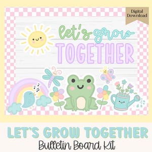 Kit de tablón de anuncios retro de primavera, Bloom Kindness, tema de primavera en tonos pastel, decoraciones fáciles de temporada para el aula, bordes de tablón de anuncios imprimibles
