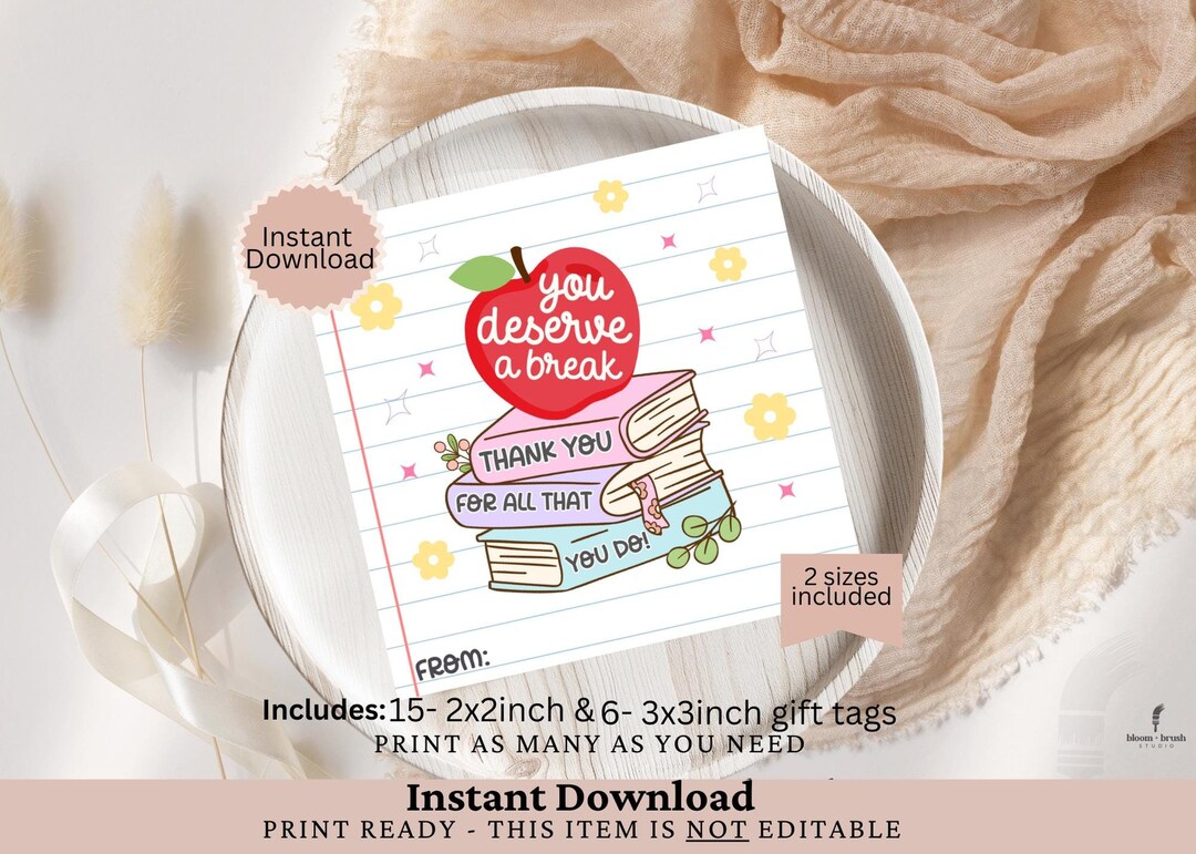 Printable Teacher Valentine Gift Tag, EDITABLE Teacher Appreciation TAG ...