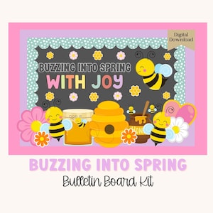 Kit de tablón de anuncios retro de primavera, Bloom Kindness, tema de primavera en tonos pastel, decoraciones fáciles de temporada para el aula, bordes de tablón de anuncios imprimibles