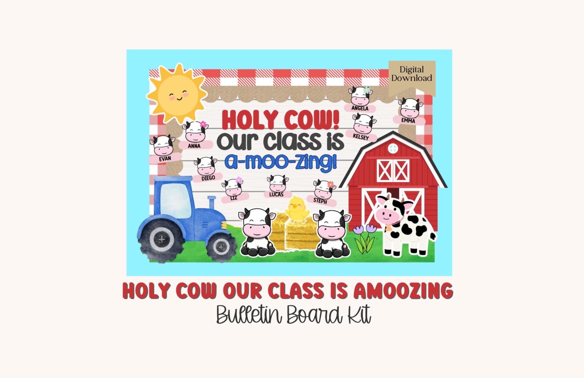Back to School Bulletin Board, Classroom Decor, Bulletin Board, Back to School, Welcome Bulletin Board, Trendy Classroom Decor Holy Cow