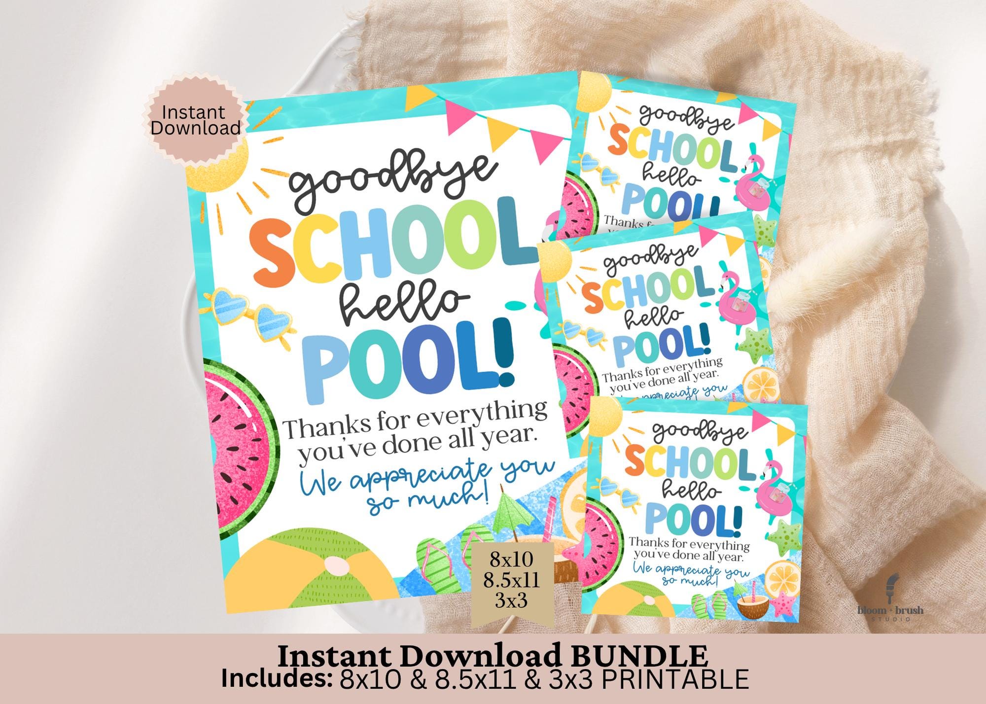 Sip Sip Hooray Its Summer Vacay Gift Tags Teacher Appreciation End of School Year Favor Tags Tropical Beach Thank You Tags