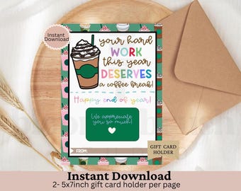 PRINTABLE Back To School Teacher Gift, Starbucks Teacher Gift Card Holder, First Day of School, Coffee Teacher Back to School Gift, Instant