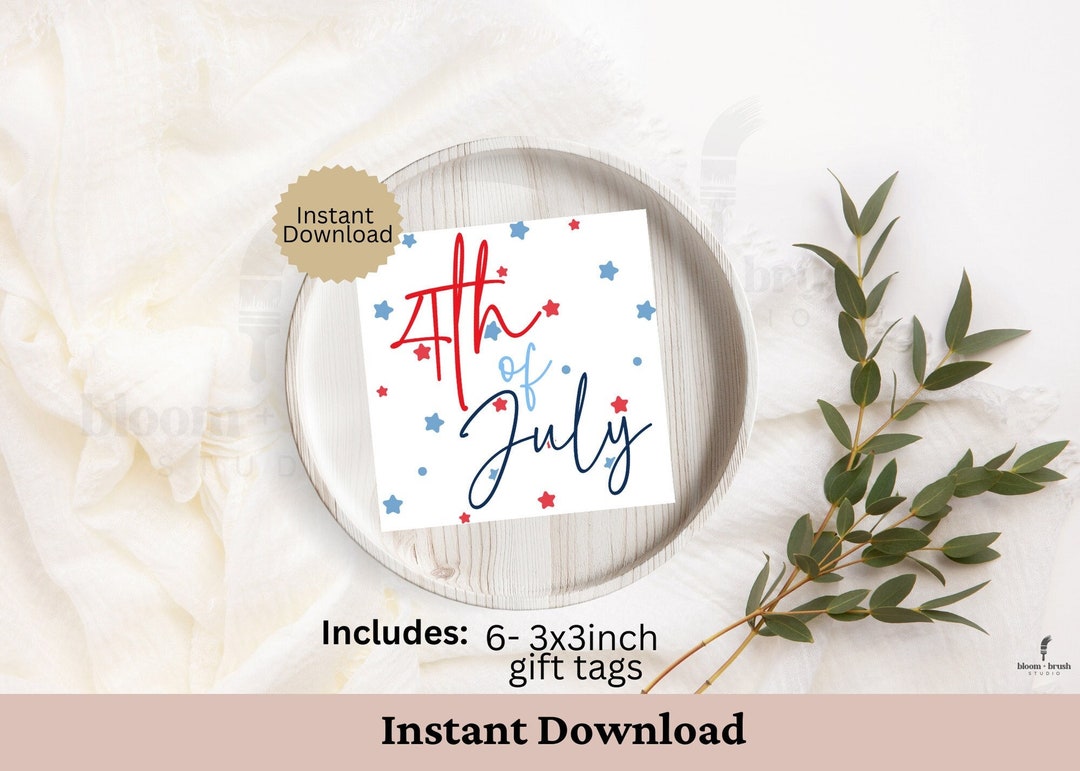 4th of July Favor Tag Template, Printable Modern July 4th Party Tag ...