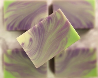 Blackberry Lime Soap Bar, A Sweet and Tart Scent Blend in Swirls of Purples and Greens