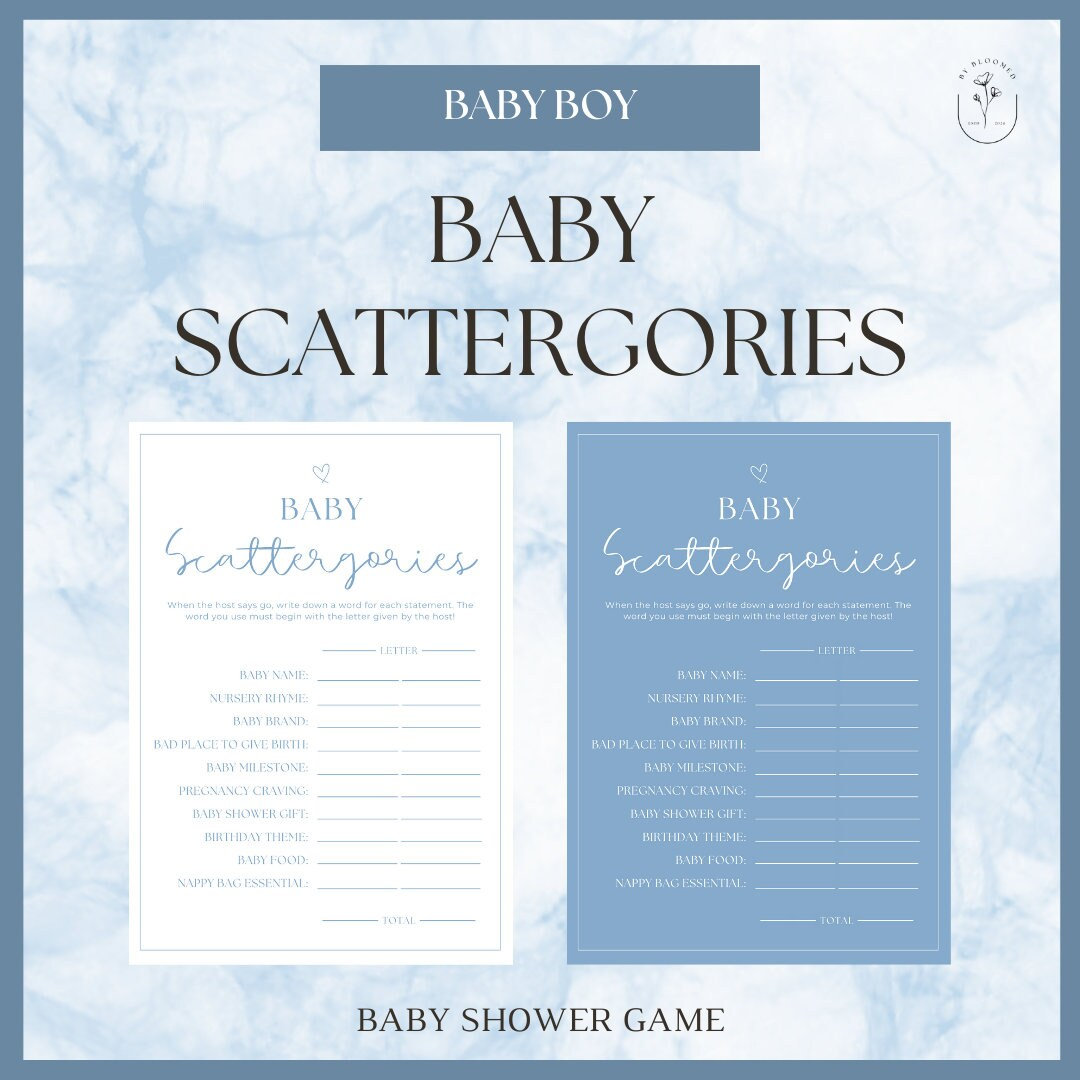 Baby Scattergories Game Baby Shower Boy Printable Baby Shower Template ...