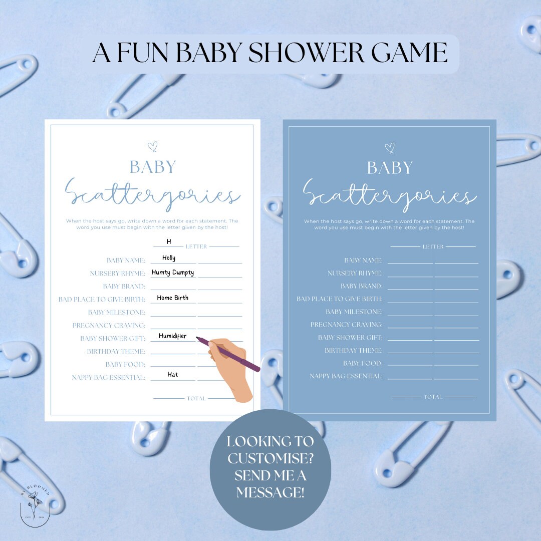 Baby Scattergories Game Baby Shower Boy Printable Baby Shower Template ...