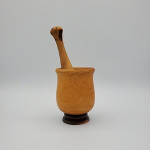 Vintage Wooden Mortar & Pestle Two Tone Wood