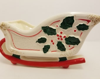 Vtg Sleigh Planter made in Japan