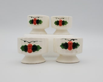 VTG 1959 Holt Howard Holly Berry Votive Candle Holders Set of 4