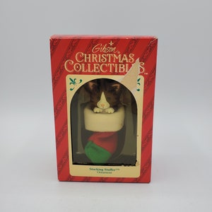 1992 Gibson Christmas Collectibles Cat in Stocking Ornament
