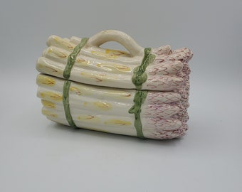 Vintage Hand Painted in Portugal Asparagus Box with Lid
