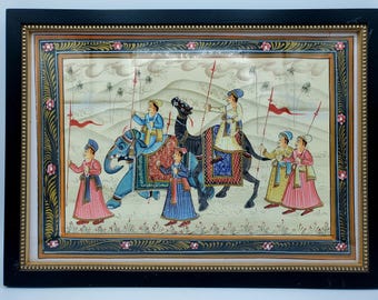 India Silk Painting Royal Camel Procession