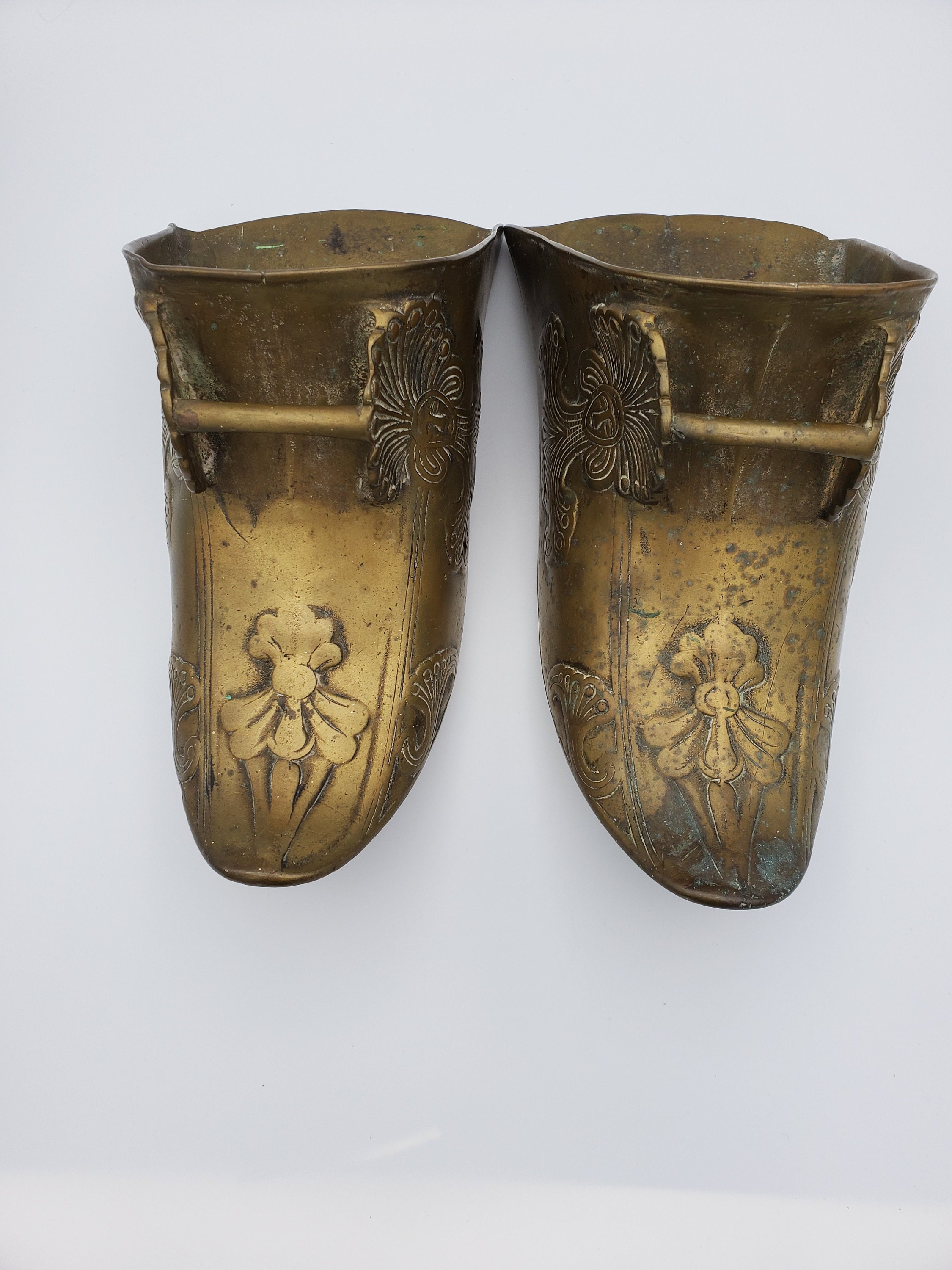 Antique Spanish Conquistador Solid Brass Armor Stirrups Foot  display picture 1