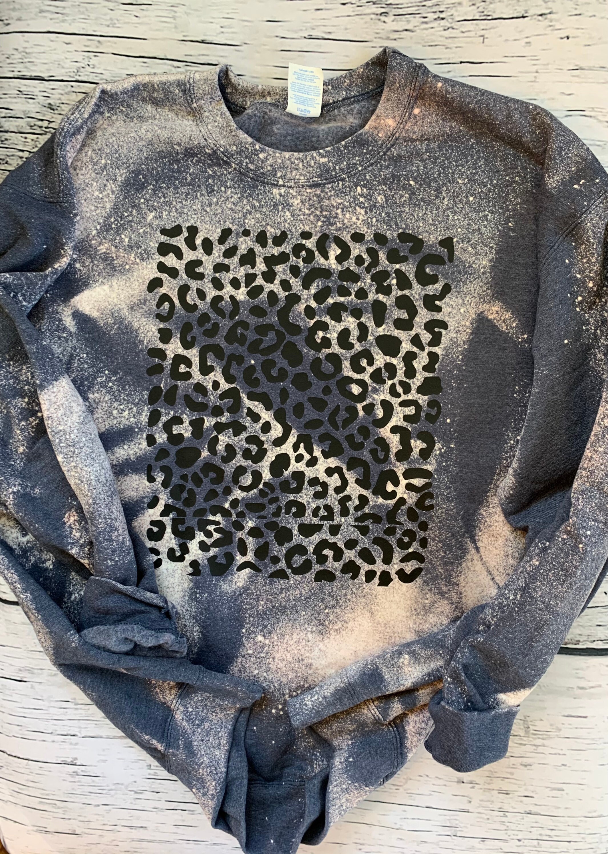 Bleached Light Blue Leopard Crewneck Soft Oversized Animal - Etsy Singapore