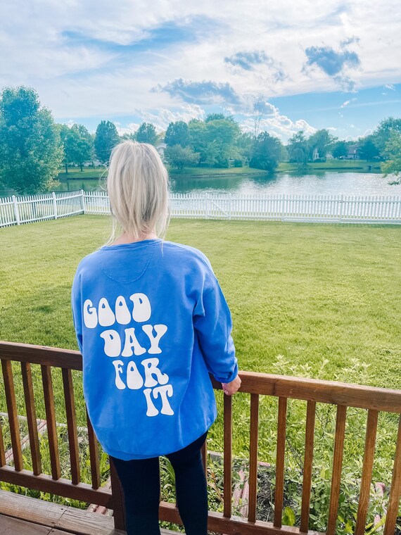 Good Day for It Comfort Wash Periwinkle Blue Crewneck Day Drinking