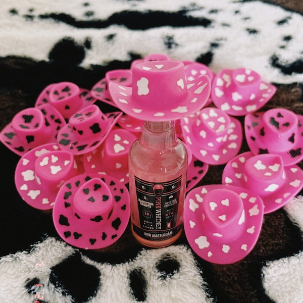 Mini cowgirl hat shooter toppers; party favor gift; bachelorette party favors; aesthetic western decor; drinking accessories; pink cowgirl;