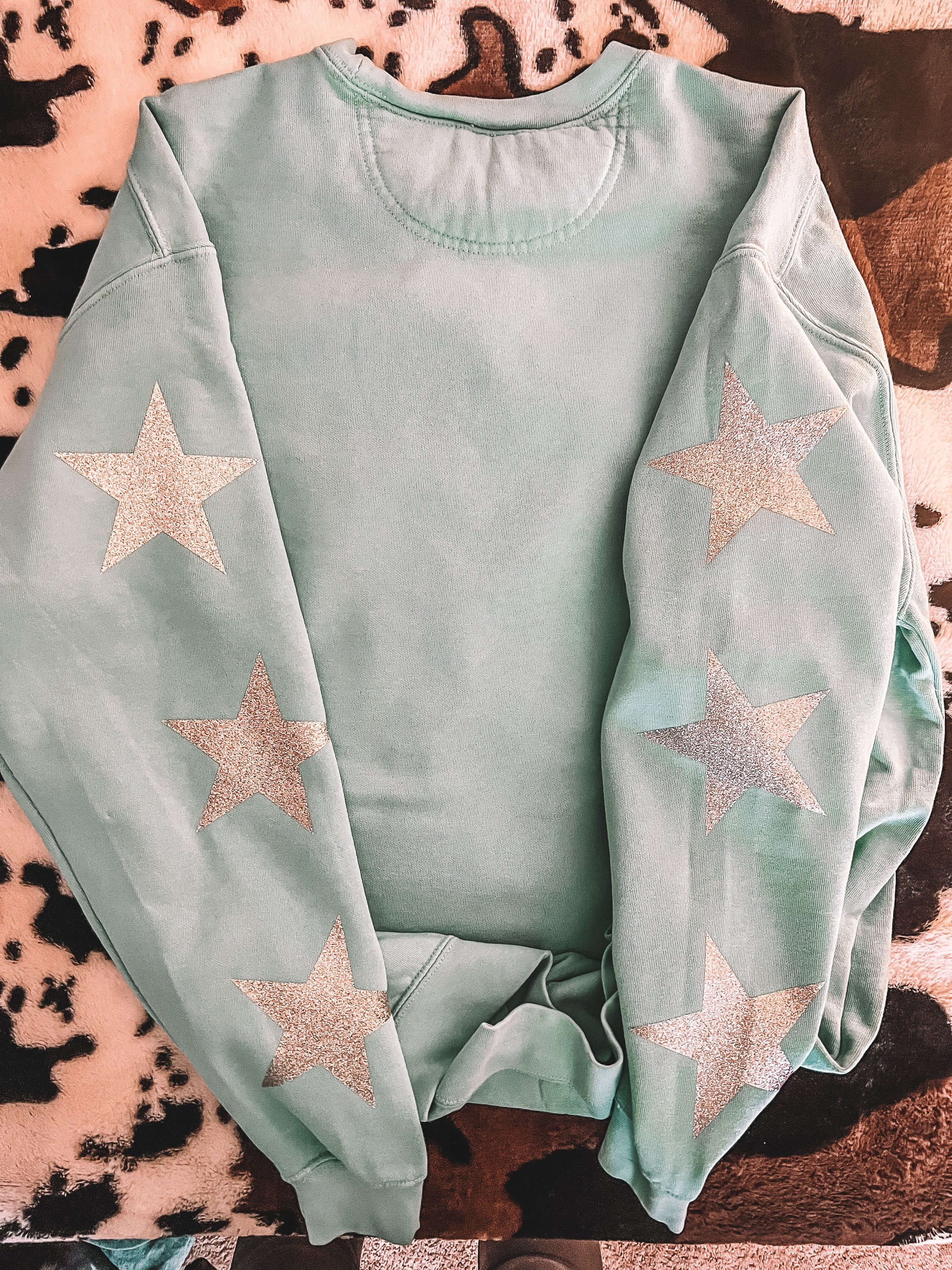 Star Sleeve Sweatshirt/ Stars/ Crewneck/ Glitter Star Sleeve/ 