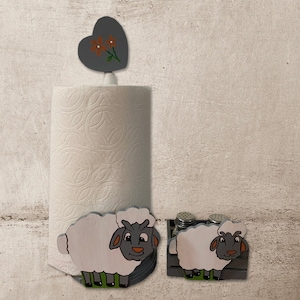 Suporte para toalha de papel de ovelha combinando com suporte para sal e pimenta