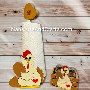 Suporte para toalha de papel de frango e cesta de presente de frango combinando
