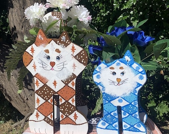Indoor Planters l Cute Brown Cat Indoor Planter by Nan l All Planters are hand painted and originals!