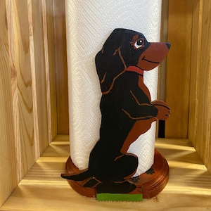 Suporte para toalha de papel para cachorro Dachshund | Xícaras de café | Titular TP | Suporte multiuso