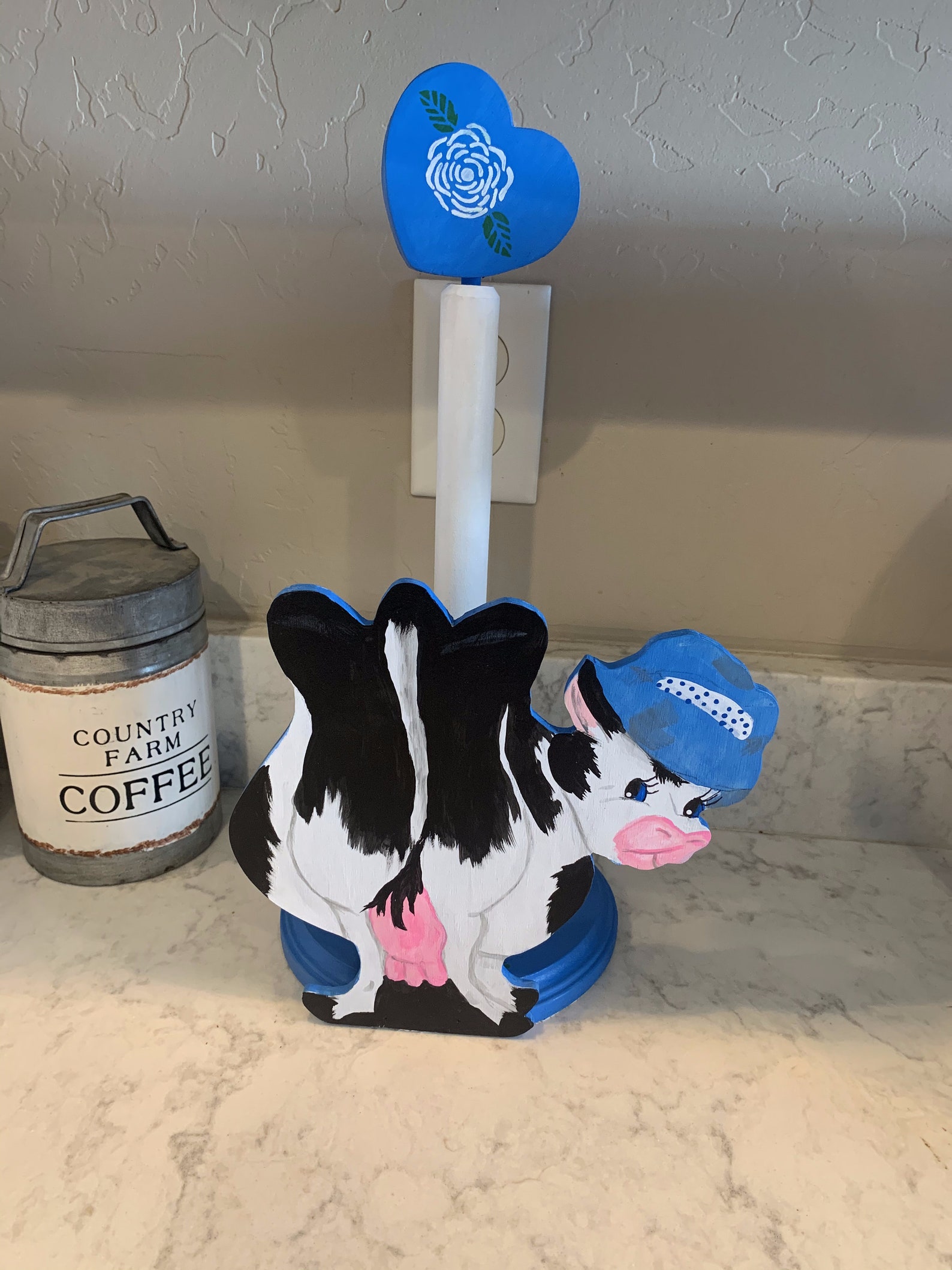 Farm Cow Paper Towel Holder Handmade & Painted Etsy