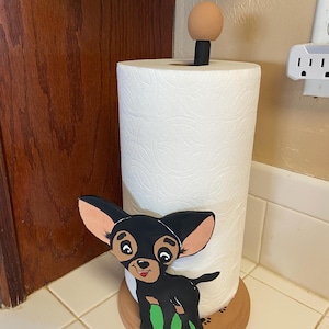 Adorable MAGGIE Dog Paper Towel Holder | Coffee Cups | TP Holder | Multipurpose Holder