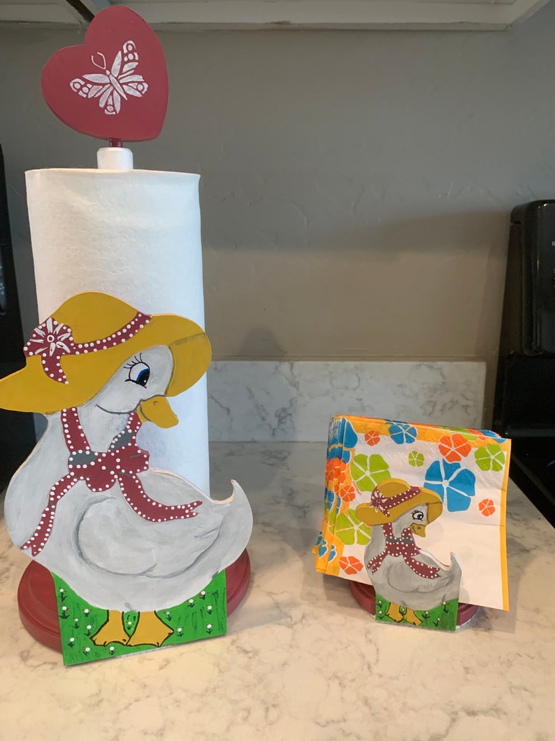 Matching Fun Cute Duck Paper Towel Holder & Duck Napkin Holder Etsy UK
