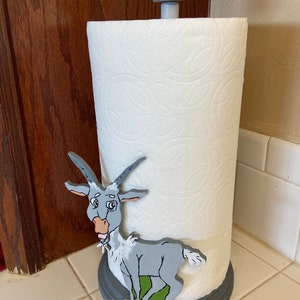 Adorável velho cabra porta-toalhas de papel