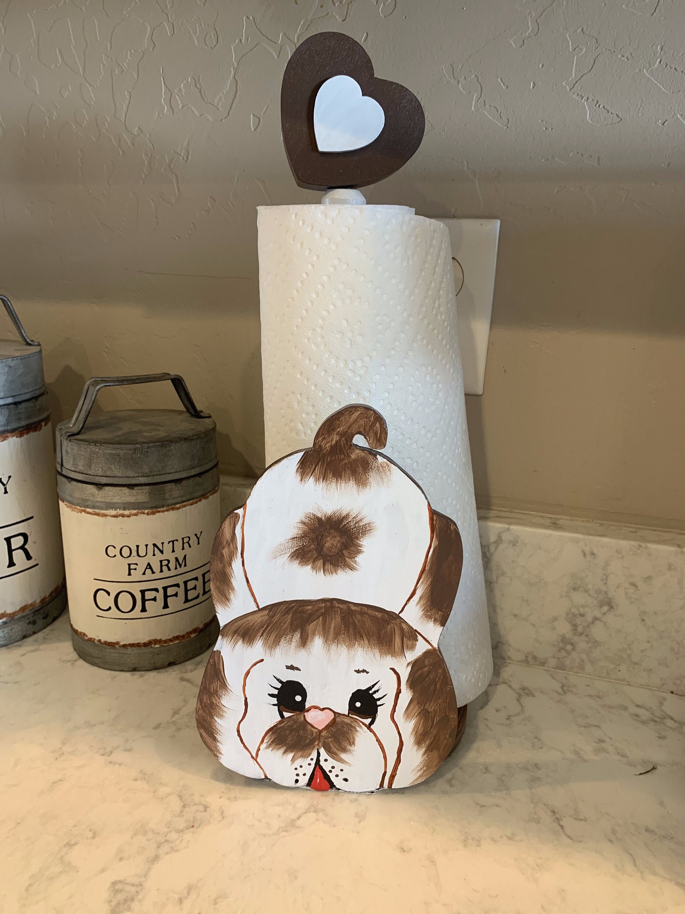 Puppy Dog Paper Towel Holder Handmade Painted Etsy