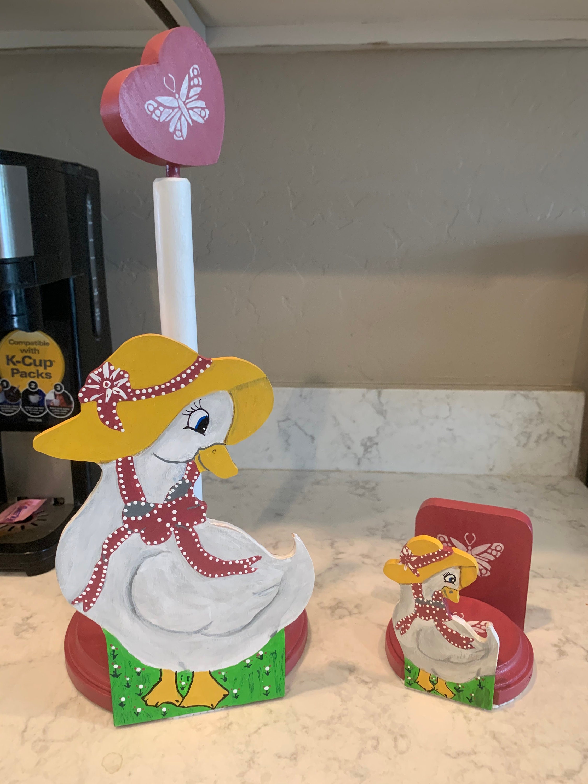 Matching Fun Cute Duck Paper Towel Holder & Duck Napkin Holder Etsy UK