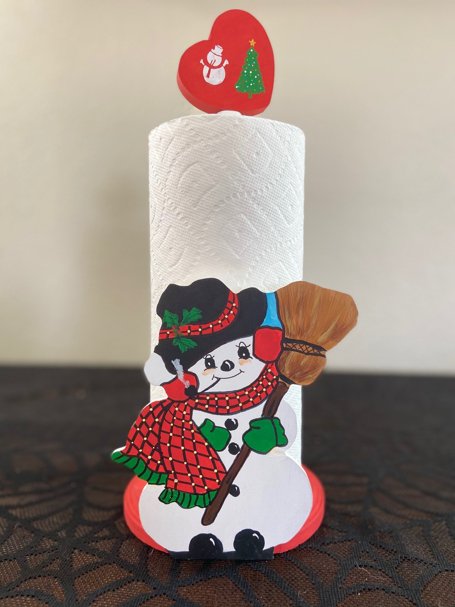 Cute Snowman Paper Towel Holder and Salt & Pepper Shaker Basket Holder