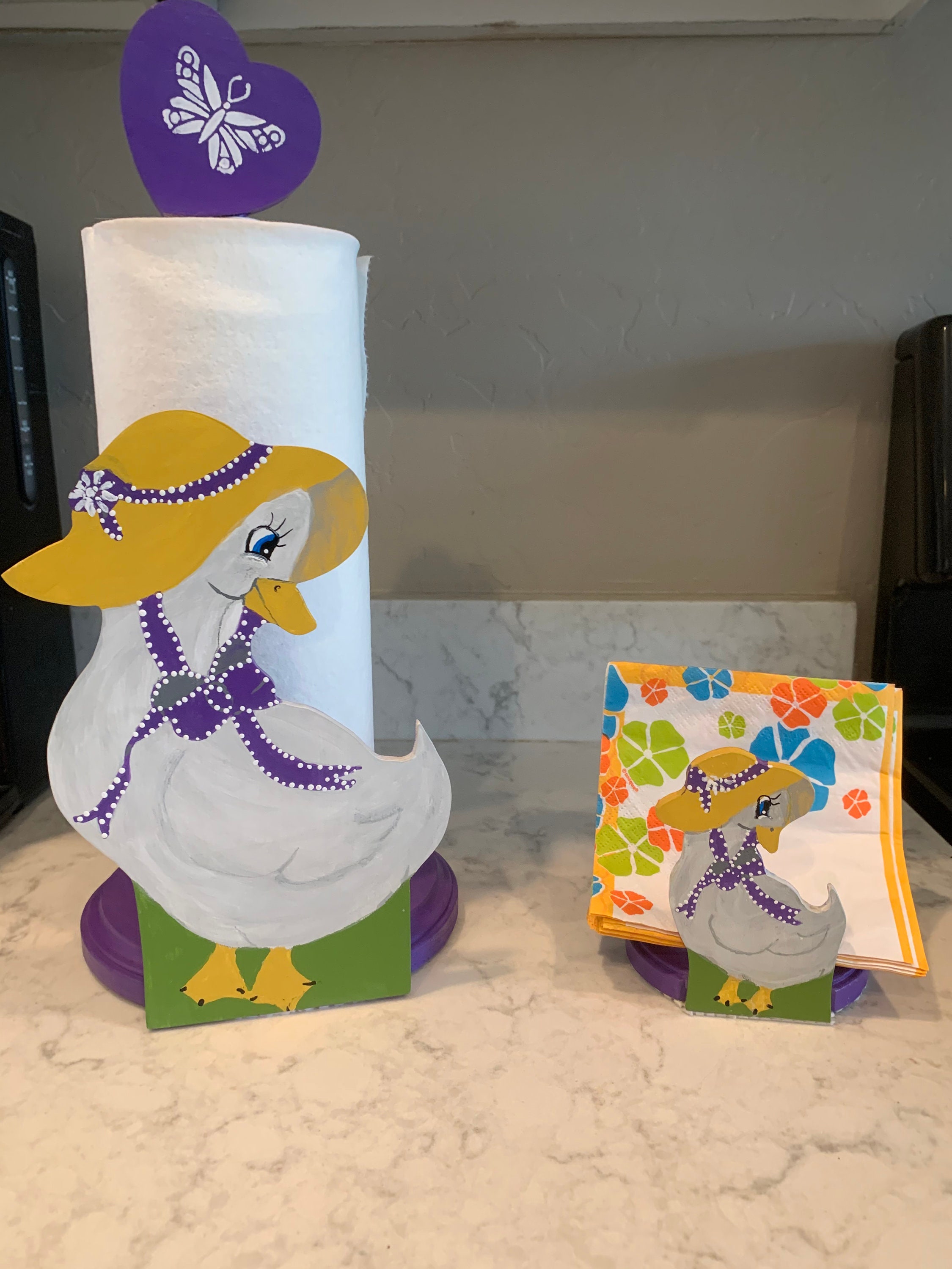 Matching Fun Cute Duck Paper Towel Holder & Duck Napkin Holder Etsy UK